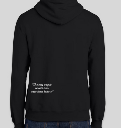 BackwardsNYC Ultimate Comfort and Style: Premium Fabric Hoodie for Men/Women. White on Black, Left Chest