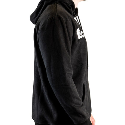 A BackwardsNYC Ultimate Comfort and Style: Premium Fabric Hoodie for Men/Women. White on Black, Center Chest